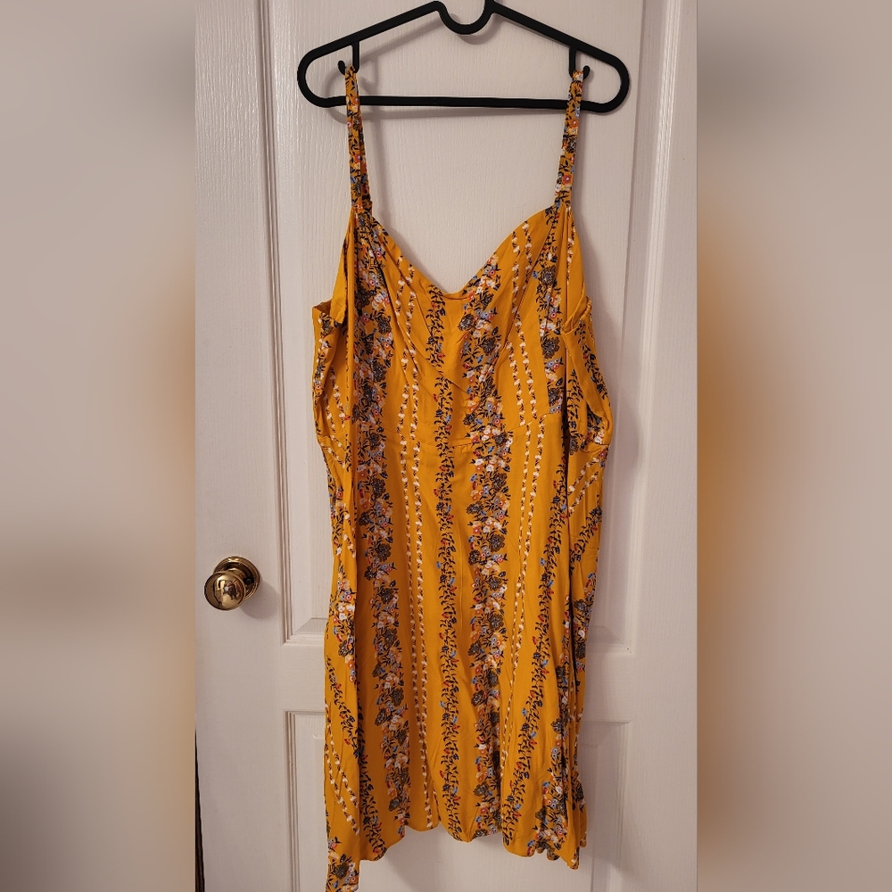 Yellow floral spaghetti strap dress
